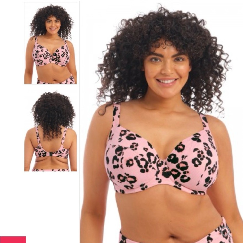 NWT Elomi size 42G pink leopard print Bikini Top